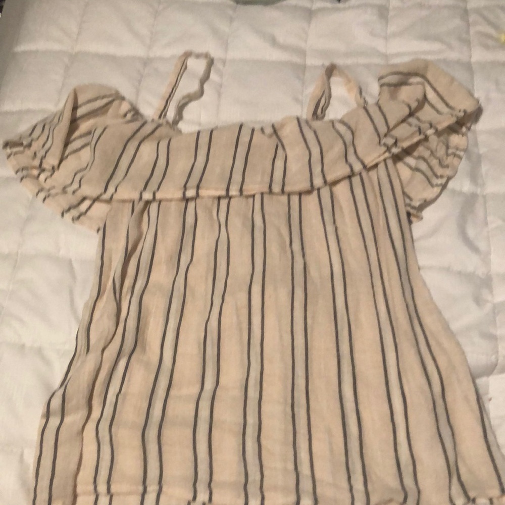 Shyanne of the shoulder tank blouse with stripes
